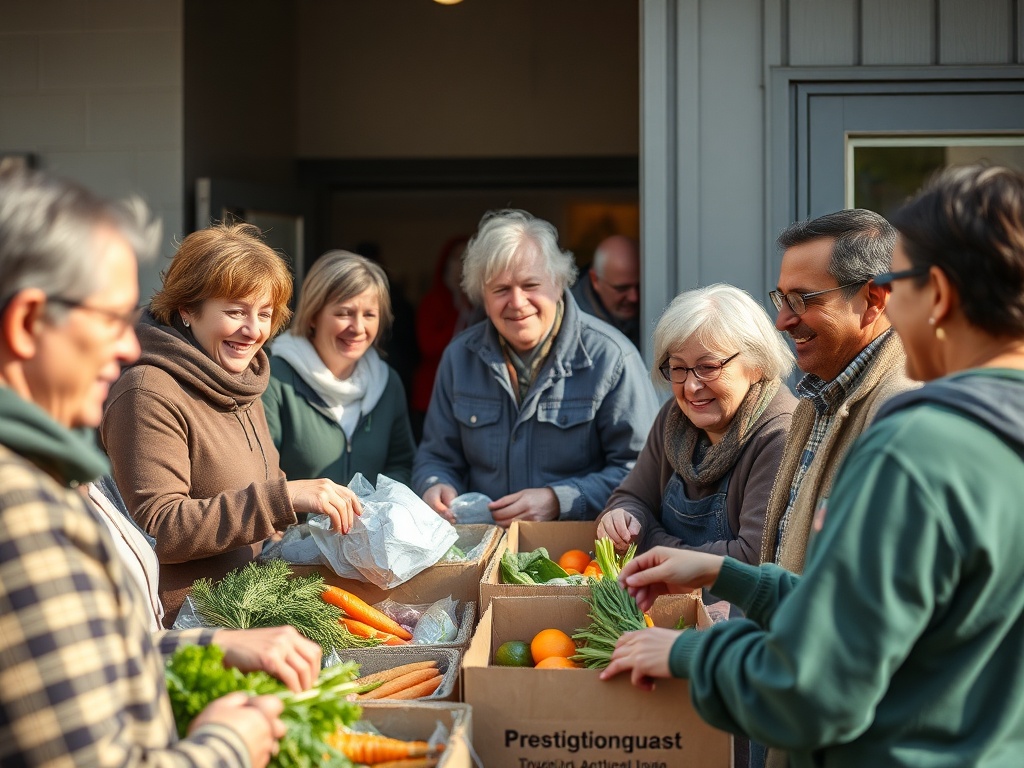 Community members receiving fresh microgreens donations at a Portland Maine shelter
