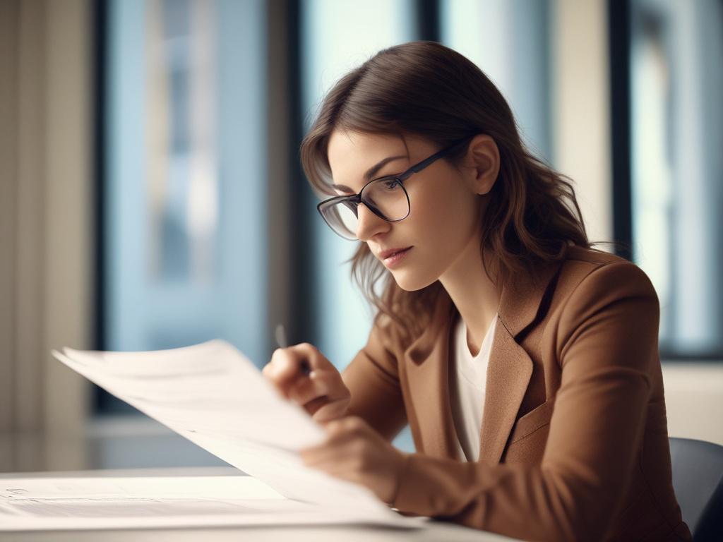 close up portrait of a professional woman looking thoughtfully at