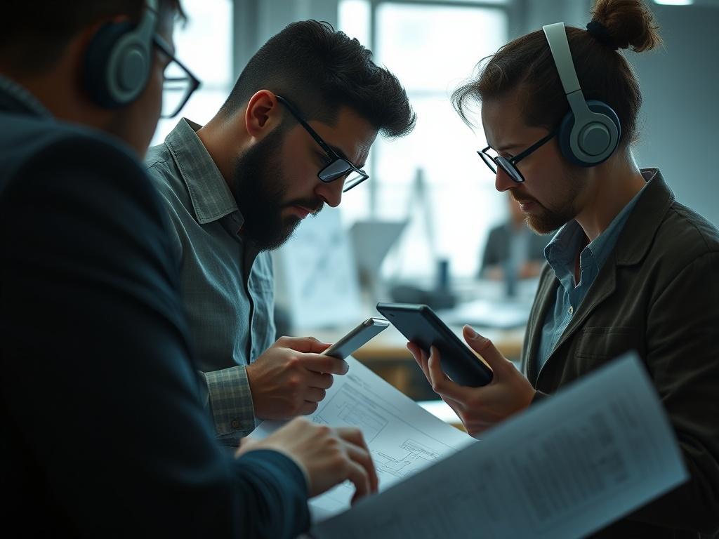 An intimate close up of a professional discussing plans with