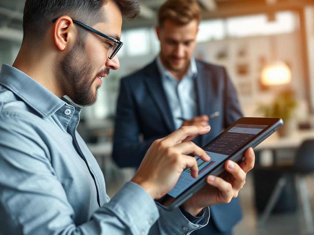 A close up of a professional reviewing analytics data on