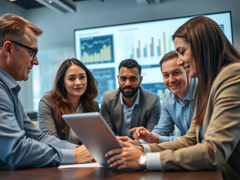 A close up shot depicting a diverse group of professionals