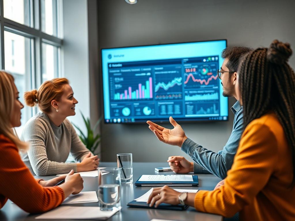 A dynamic shot capturing a team meeting with a leader