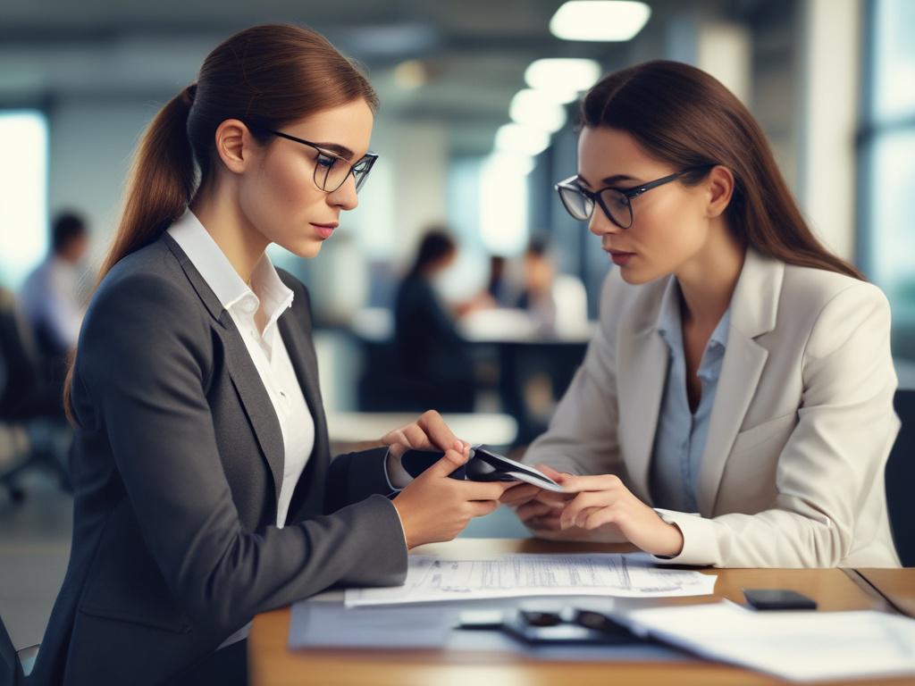 A high-resolution close-up shot of a professional woman analyzing data on a digital tablet in a modern office environment. The background should feature a blurred out office setting with plants, soft lighting, and a calming color palette. The focus should be on her engaged expression and the tablet screen displaying graphs and analytics. The image should evoke a sense of determination, innovation, and professionalism.