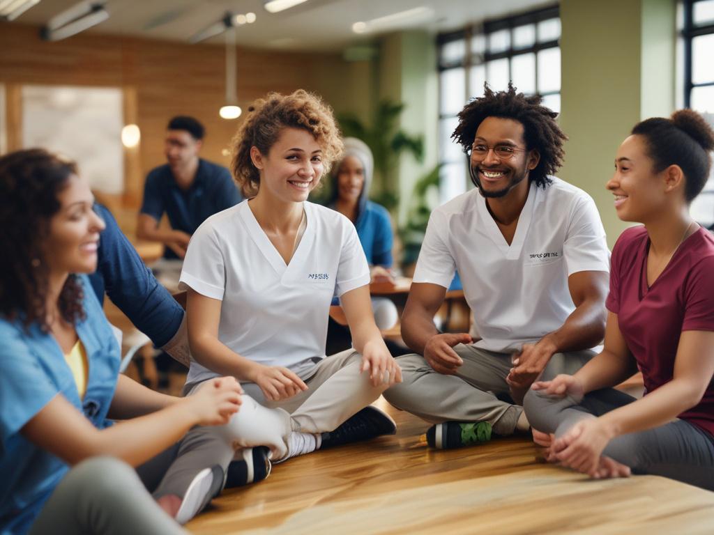 A close up shot of a diverse group of employees