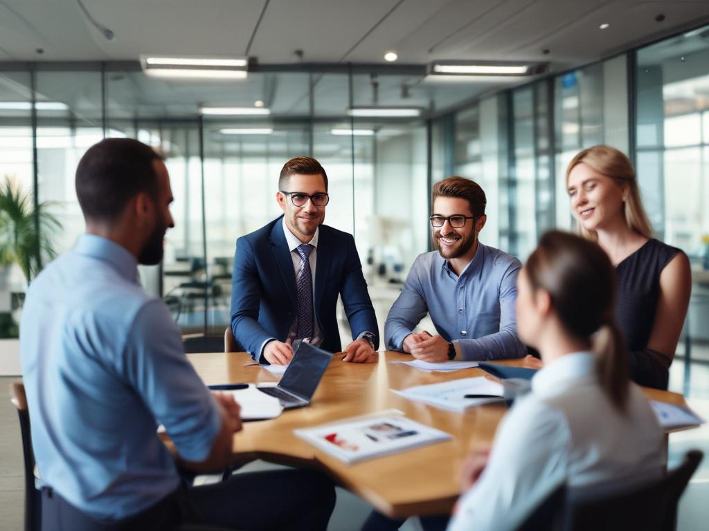 realistic high resolution of a team leader engaging with employees