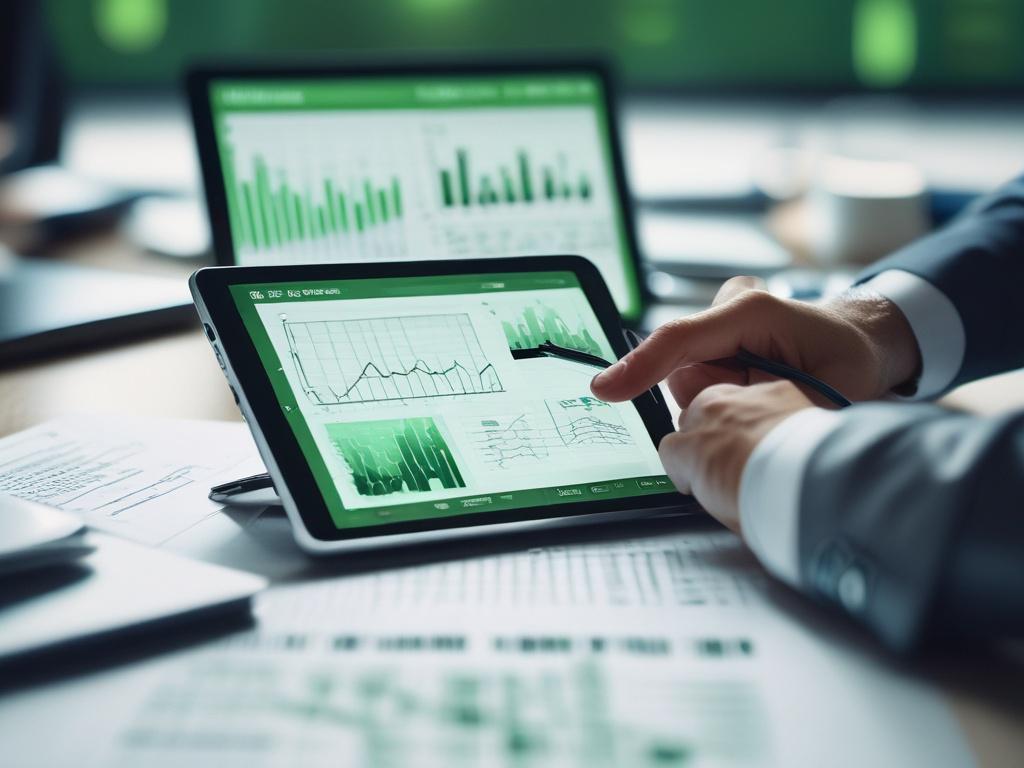 realistic high resolution of a business professional analyzing data on