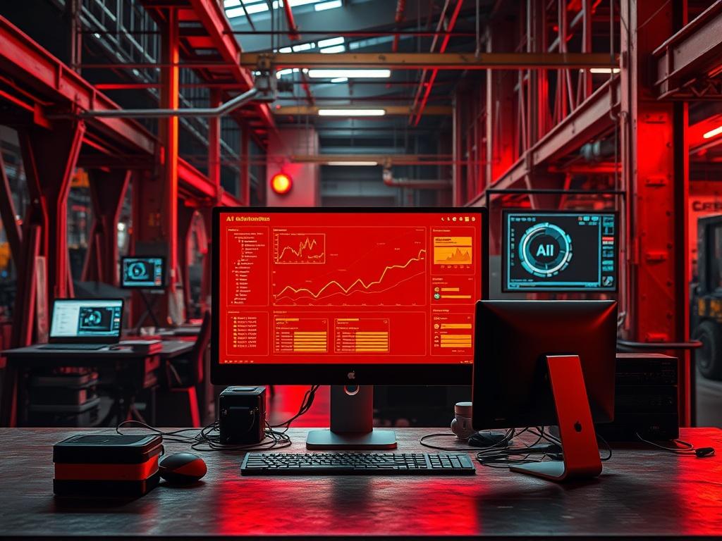 A high resolution image illustrating a digital workspace with AI