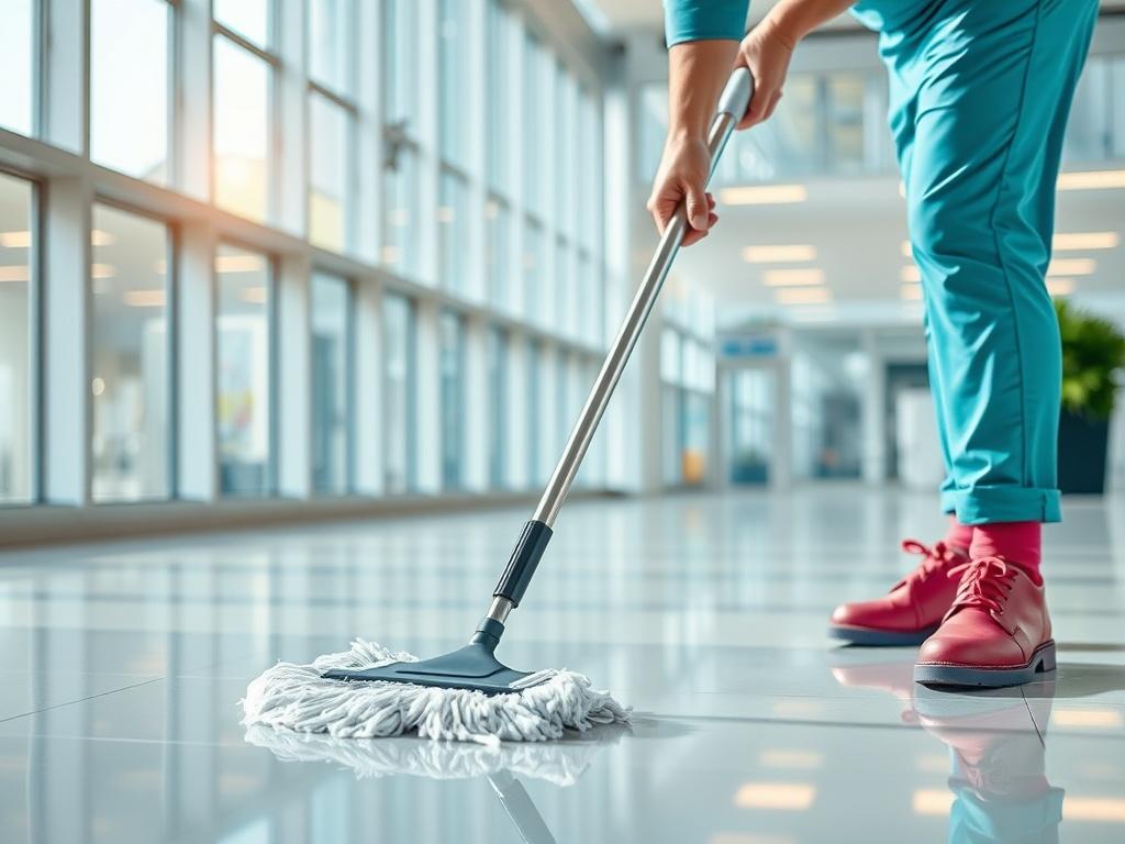 A close up shot of a professional cleaner in uniform