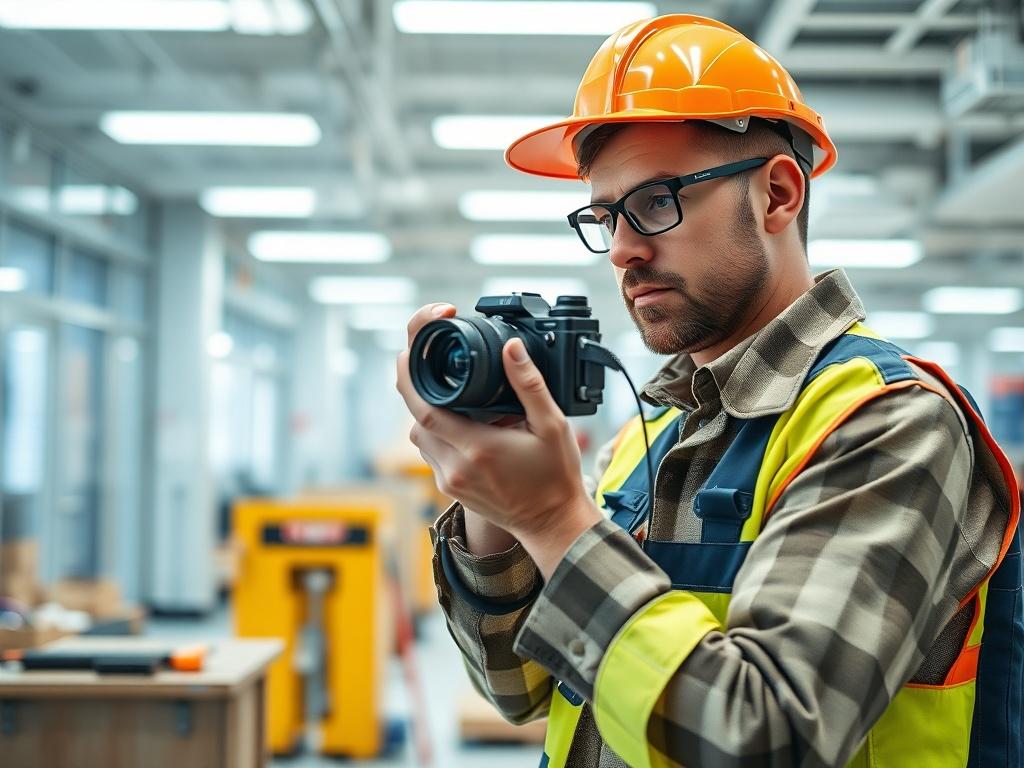 A facility management technician working diligently on repairs in a