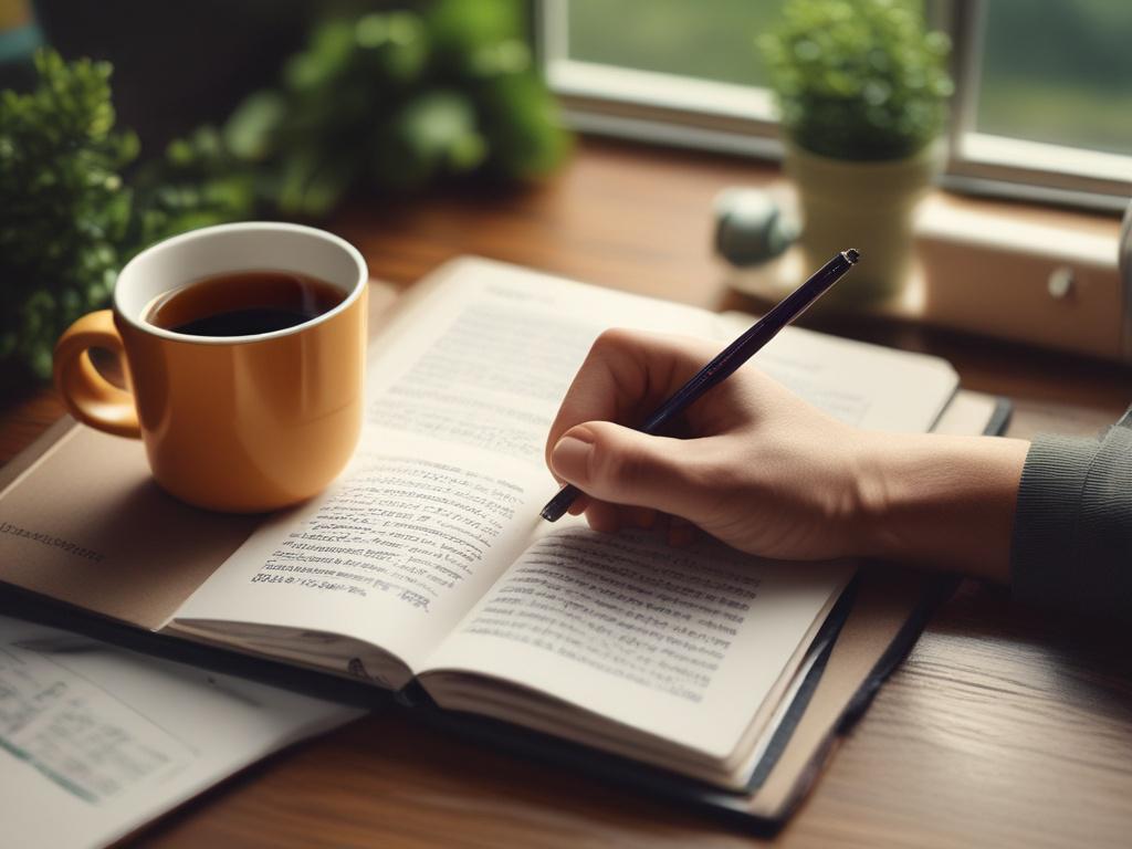 A vibrant close up of a person writing in a