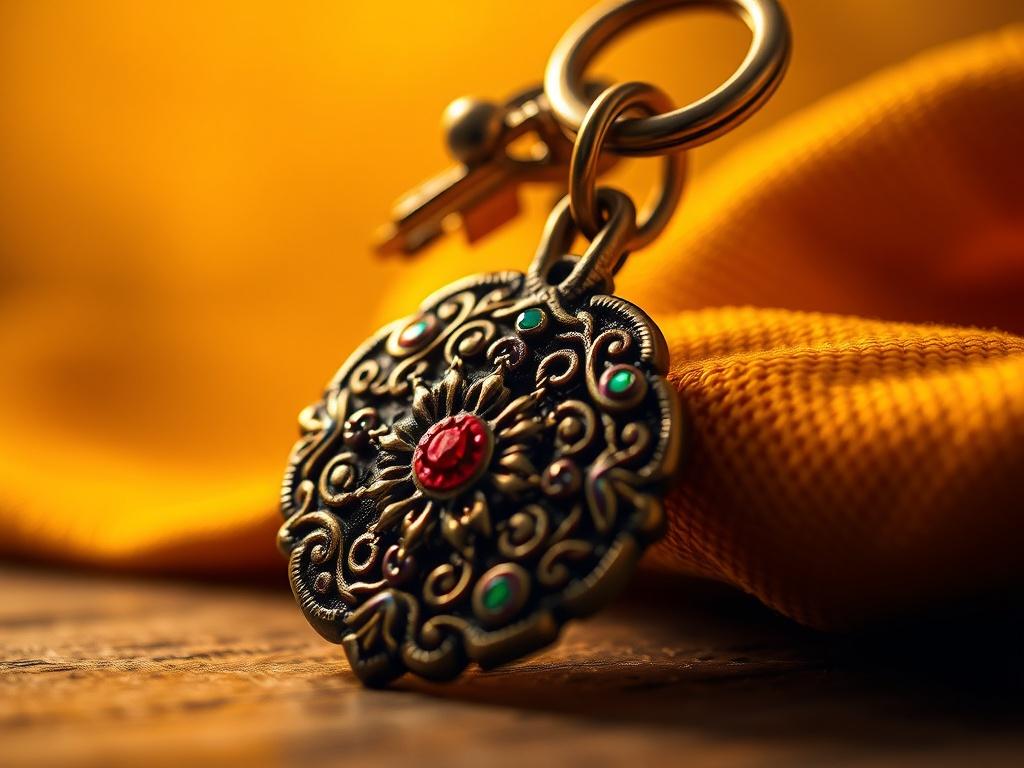 A close up of a beautifully crafted customized keychain, featuring