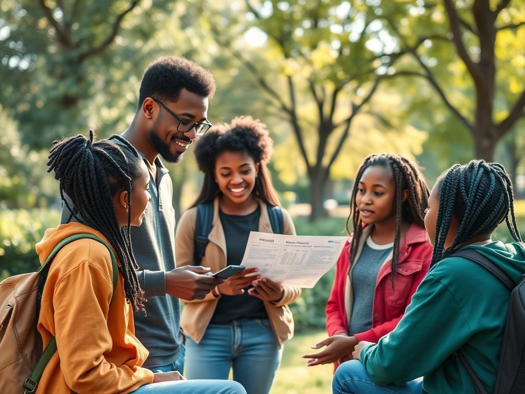A young mentor engaging with a group of diverse inner