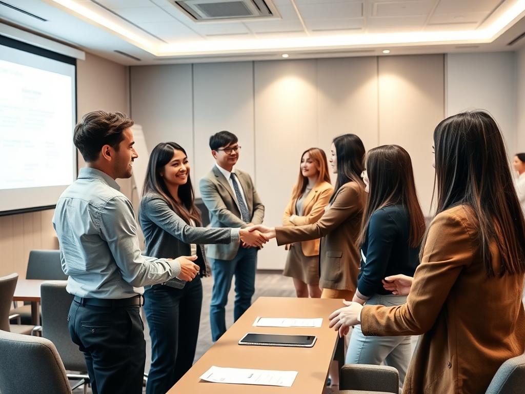A diverse group of young adults participating in a business