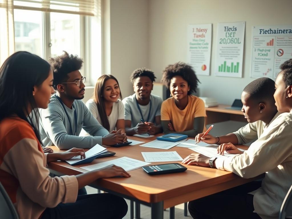 A group of diverse inner city youth engaged in a