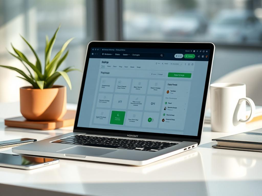 **AI Image Generation Prompt:**

Create a realistic high-resolution photo that captures the essence of a streamlined digital proposal submission process. The composition should feature a single subject: a professional-looking laptop that is open and displaying a sleek proposal submission portal interface. The laptop should be positioned prominently on a clean, modern desk, with the screen showing clear and organized sections of the portal to convey a sense of efficiency and simplicity.

Ensure the backgroun