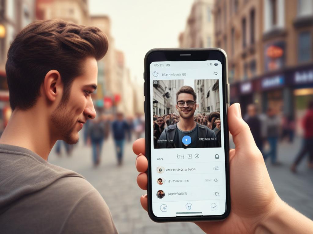 A close-up shot of a smartphone displaying a social media profile with a growing follower count. In the background, a person is enthusiastically interacting with their followers through comments and likes. The atmosphere should be lively and engaging, showcasing the excitement of building a community online. The image should be hyper-realistic, taken with a 45mm f/1.2 lens, emphasizing the smartphone and the expression of joy on the user's face.