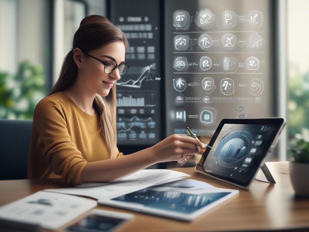 A close up shot of a social media manager analyzing