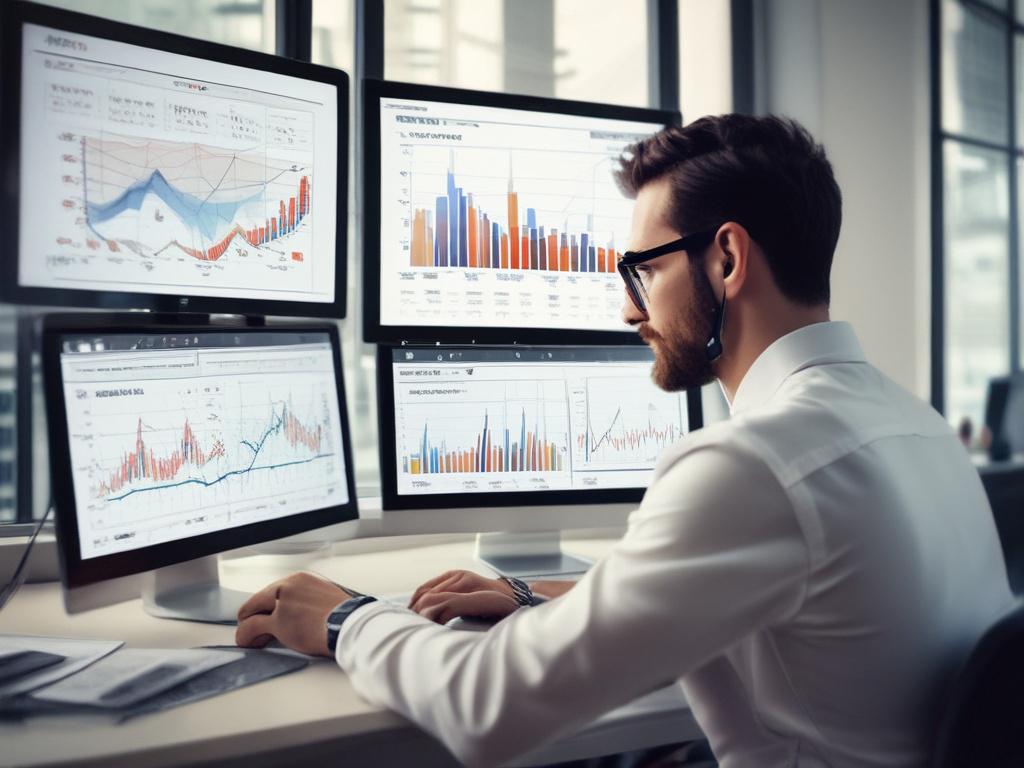 A close up of a data analyst examining performance metrics