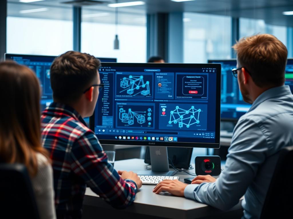 A realistic high resolution of an instructor leading an online