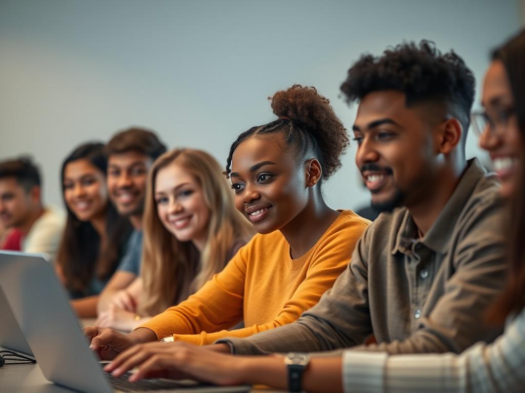 A realistic high resolution of a group of diverse students