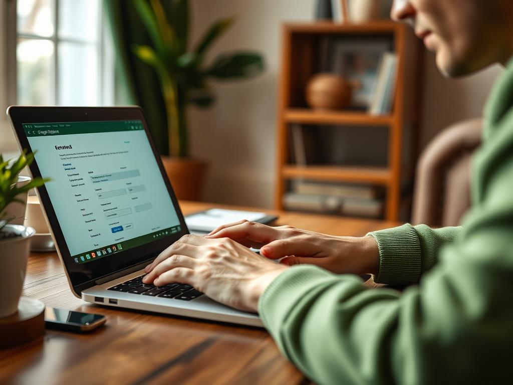 A close up shot of a person using a laptop