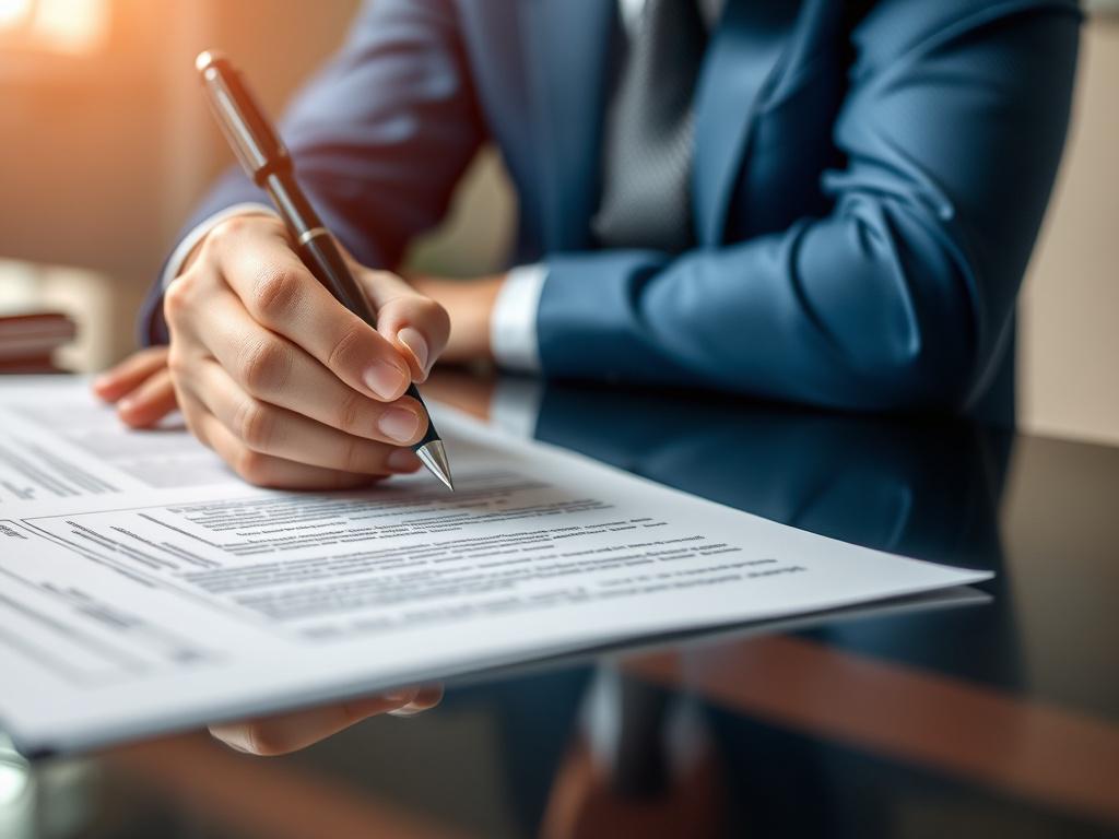 A close up shot of a person signing a loan
