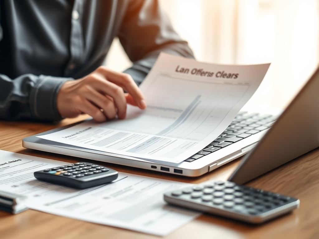 A close up shot of a person comparing loan offers