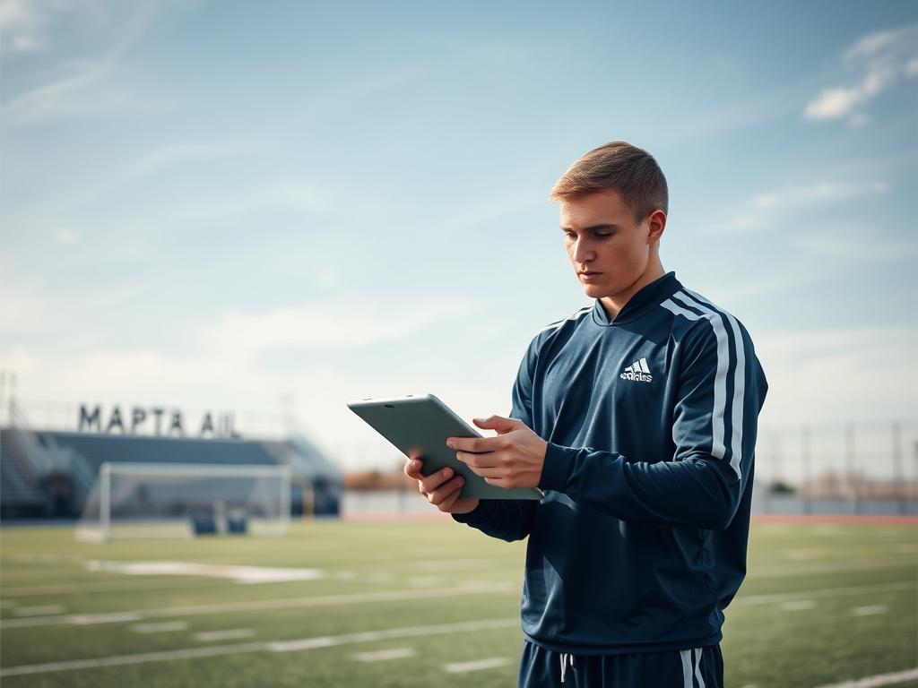 A high resolution image of a young football player wearing