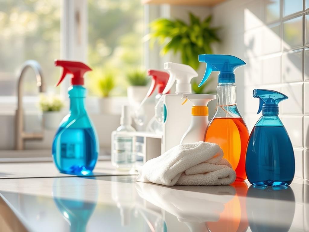 A close up shot of a sparkling clean kitchen countertop,