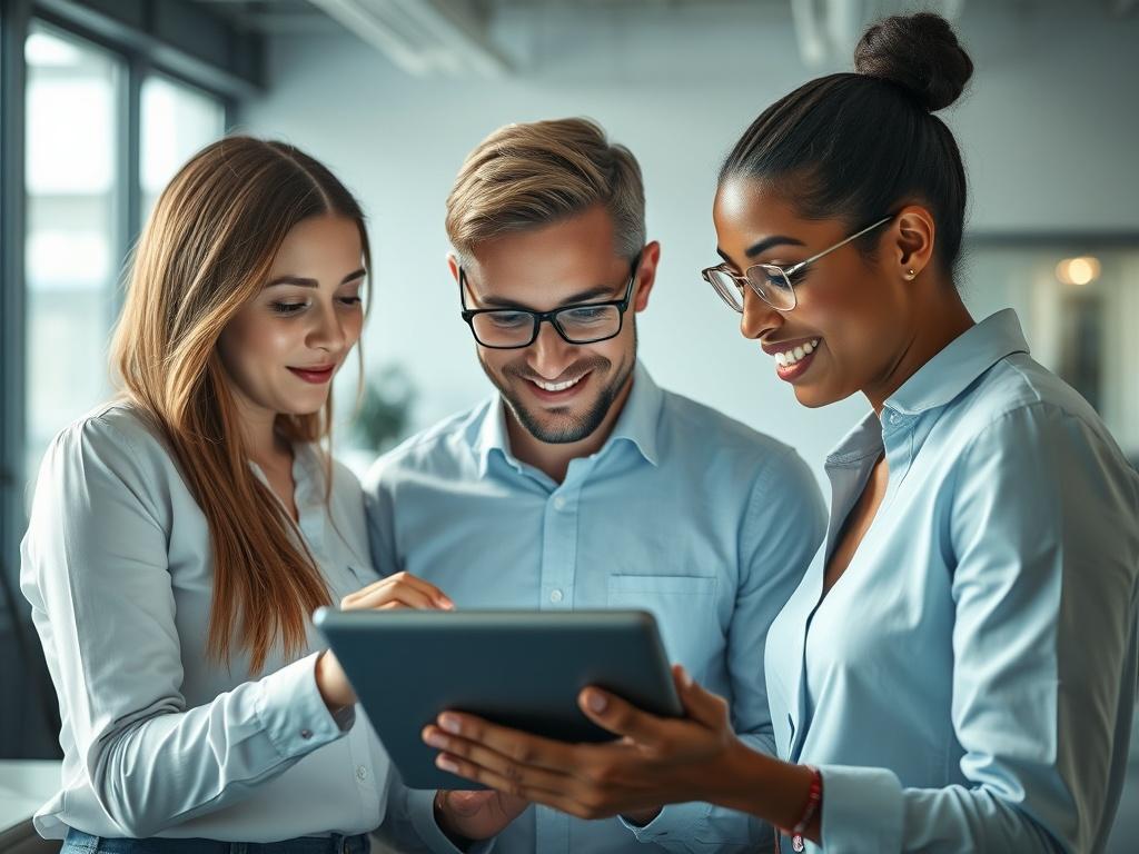 A close up shot of a diverse group of professionals