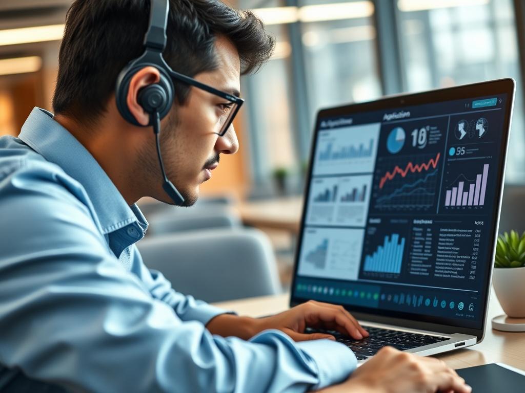 A hyper realistic image of a recruiter reviewing applications on