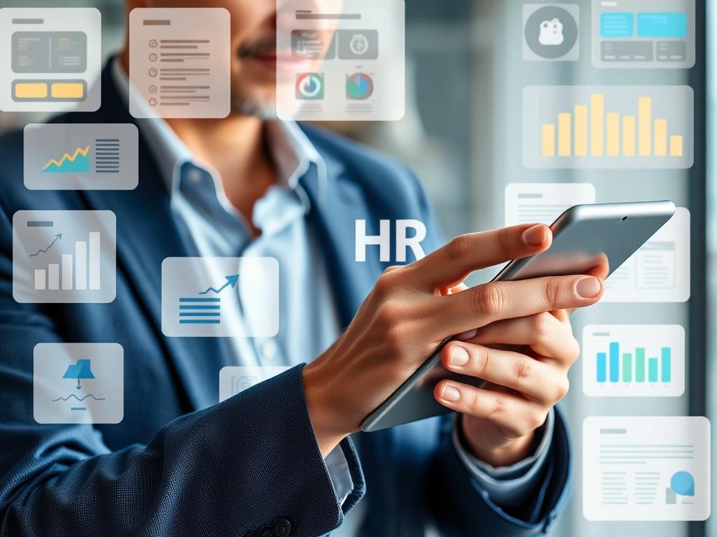 An engaging image of an HR professional using digital tools