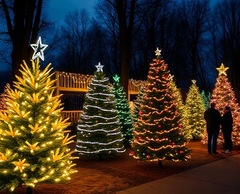 Light-up outdoor Christmas tree rentals