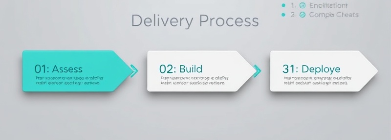 Three-step delivery approach diagram: Assess, Build, Deploy.