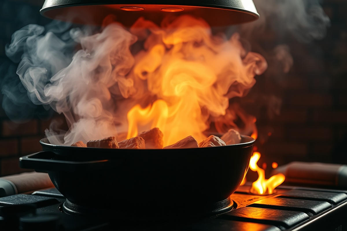 BBQ cooking with fire