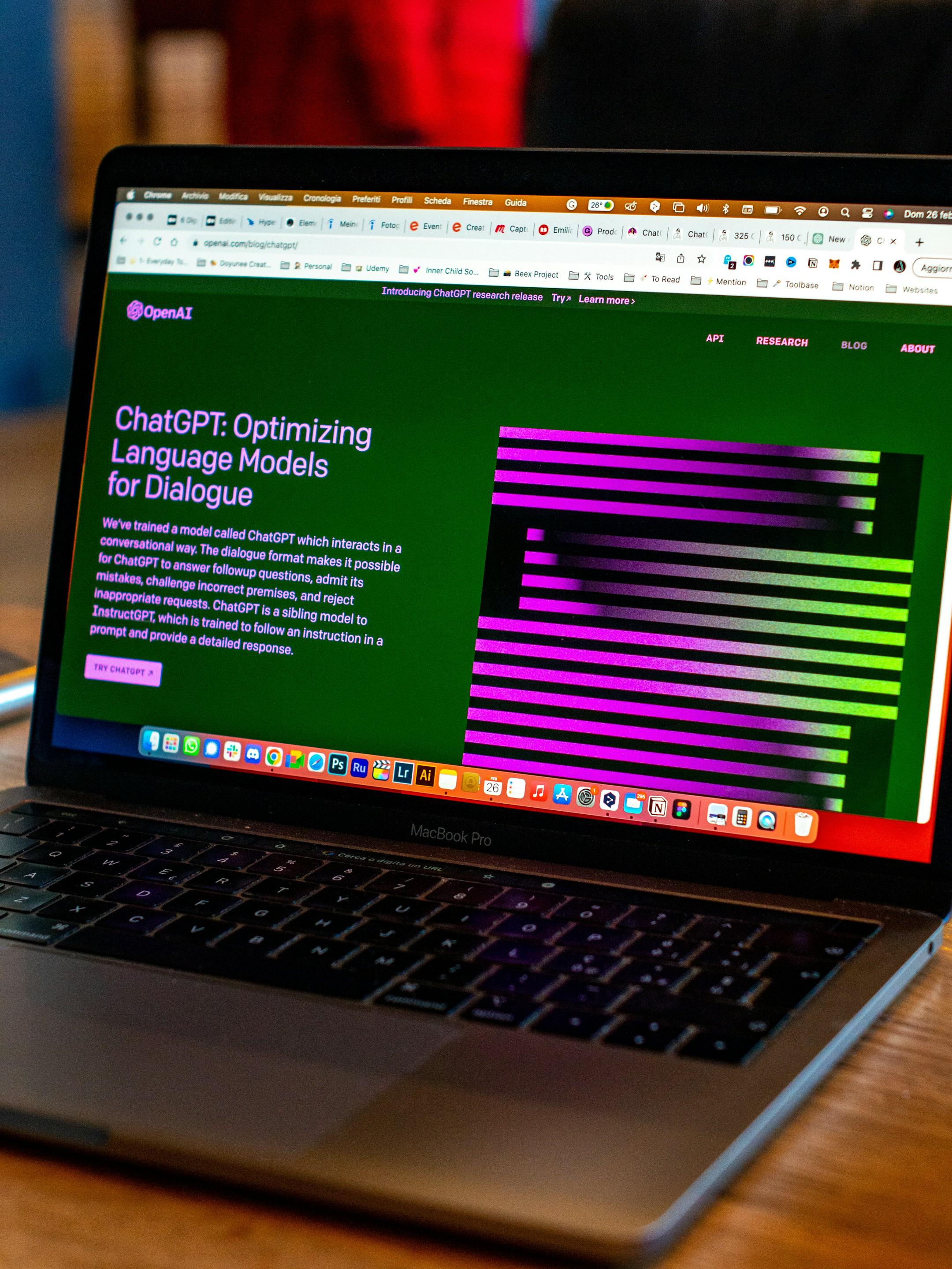 In this photograph captured by Emiliano Vittoriosi, a sleek Mac Book with an open window can be seen. The screen displays the homepage of ChatGPT, an AI language model, which is designed to facilitate communication and provide information to its users. Do you know what is Native Advertising? Check my service here: https://emilianovittoriosi.gumroad.com/l/native-advertising Reach your customers faster with my service!