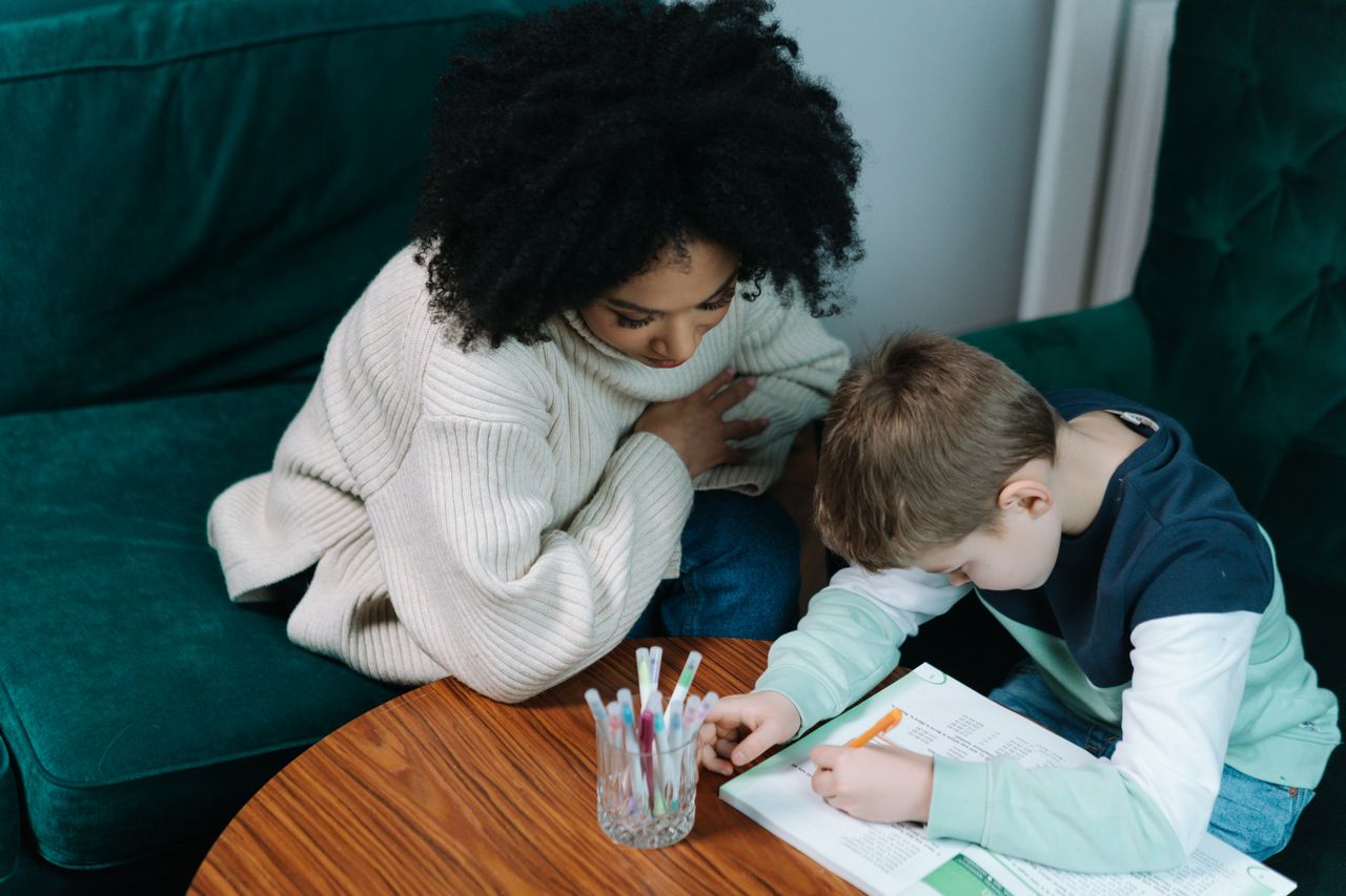 Student reading and learning