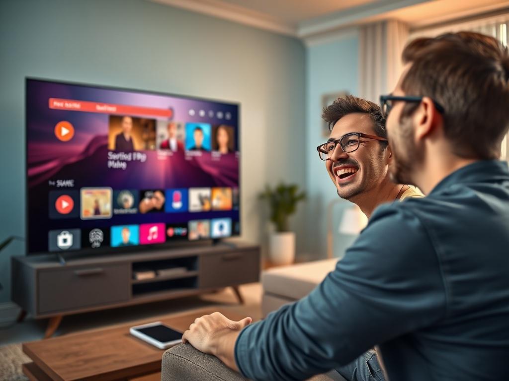 A close up shot of a person happily setting up