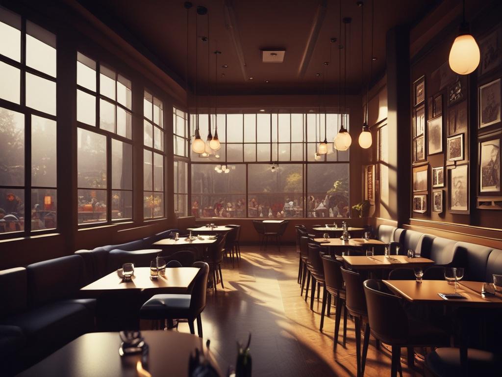A realistic high resolution of a modern restaurant interior with
