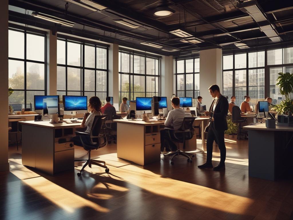 A high resolution of a tech startup's vibrant office space,