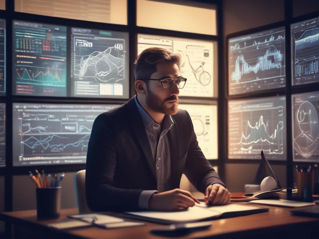 A close up of a digital marketer analyzing SEO data