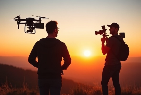 Professional drone operator with equipment