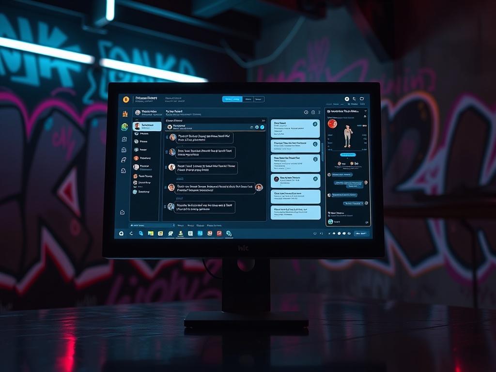 A high resolution image of a futuristic chatbot interface on