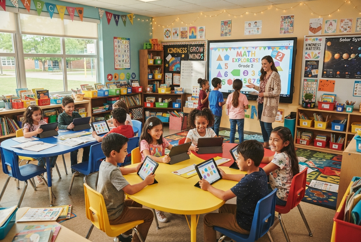 K-12 students engaged with technology