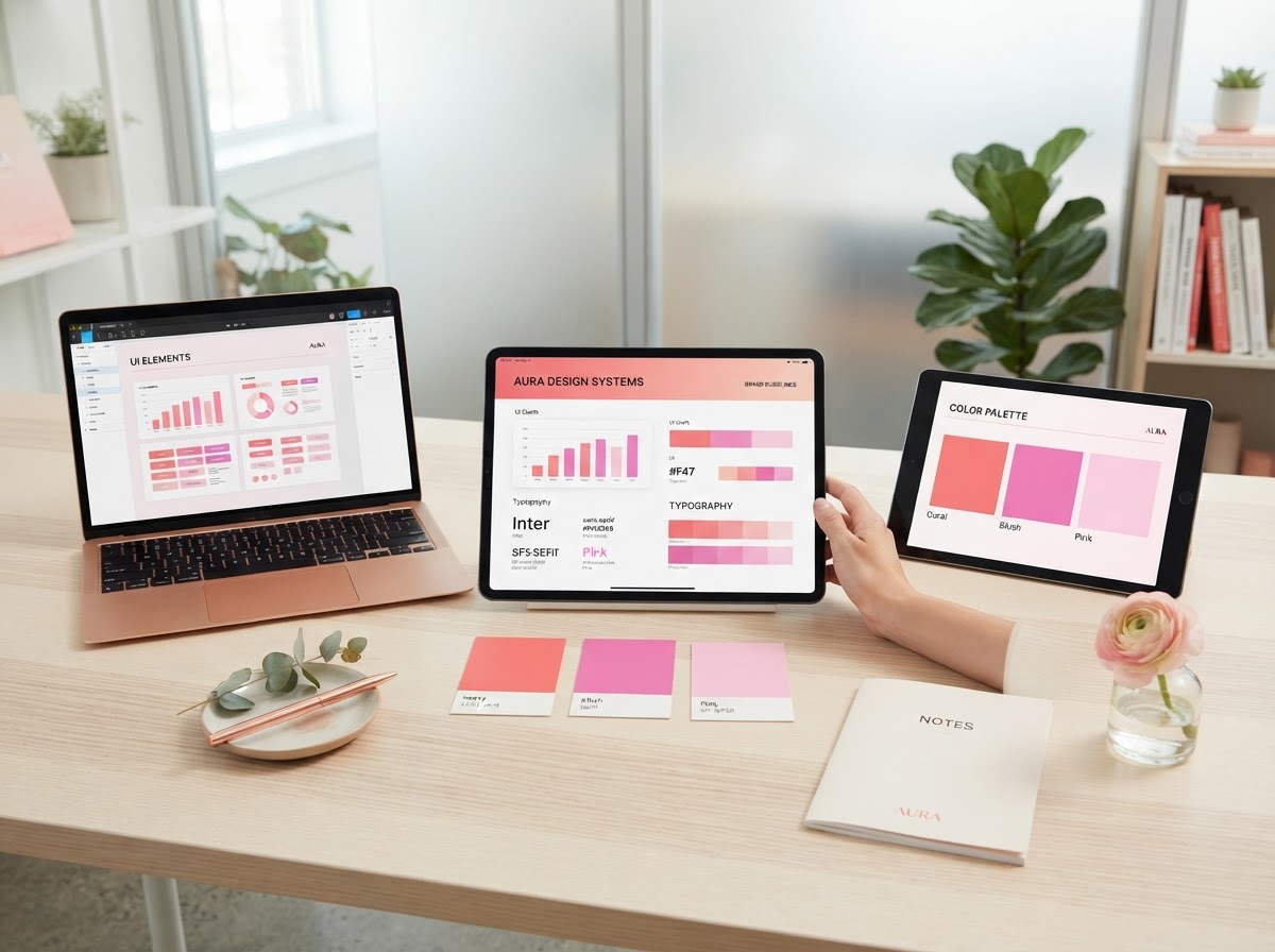 Kreativ designstudio med interaktiva presentationer och varumärkesmaterial