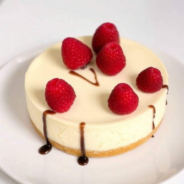 Elegant cheesecake with raspberries