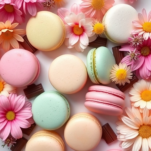 Assorted colorful macarons