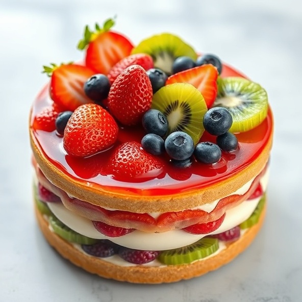 Fruit tart with fresh berries and kiwi
