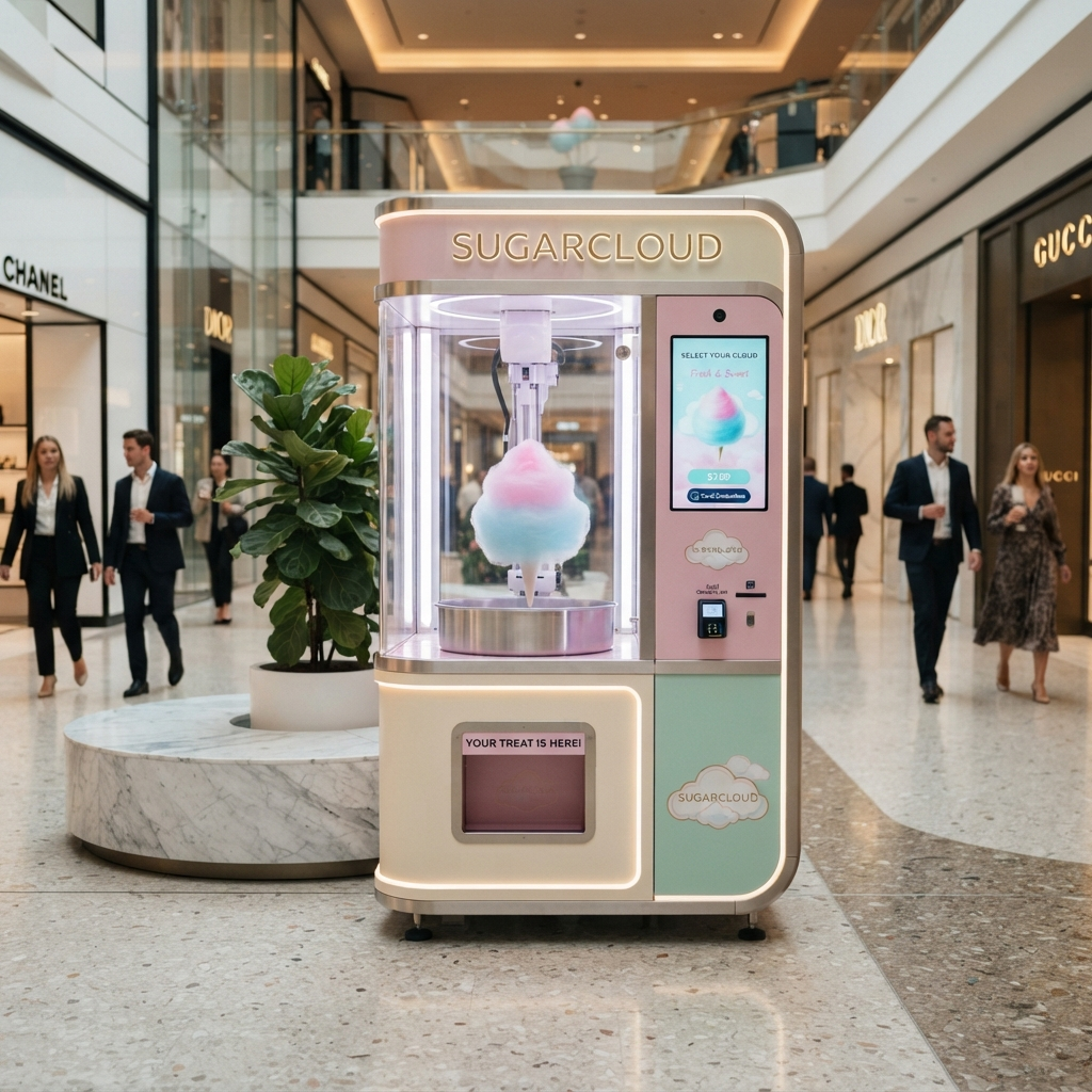 Modern cotton candy vending machine