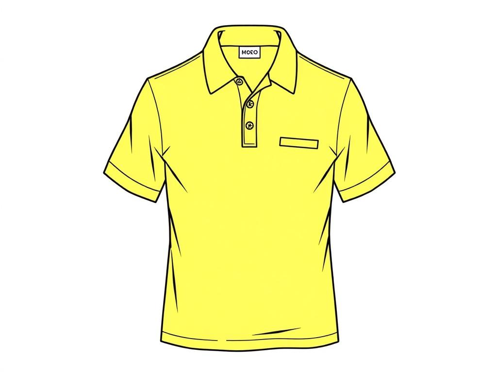 A high-quality illustration of a classic polo shirt, showcased from a frontal view with a simple and clear composition. The shirt should be in a vibrant color, highlighting its collar and buttons. The background should be plain white, emphasizing the shirt's design and fabric texture. The illustration should be rendered in solid black line drawing style, compatible with rgb(226, 1, 1) primary color.